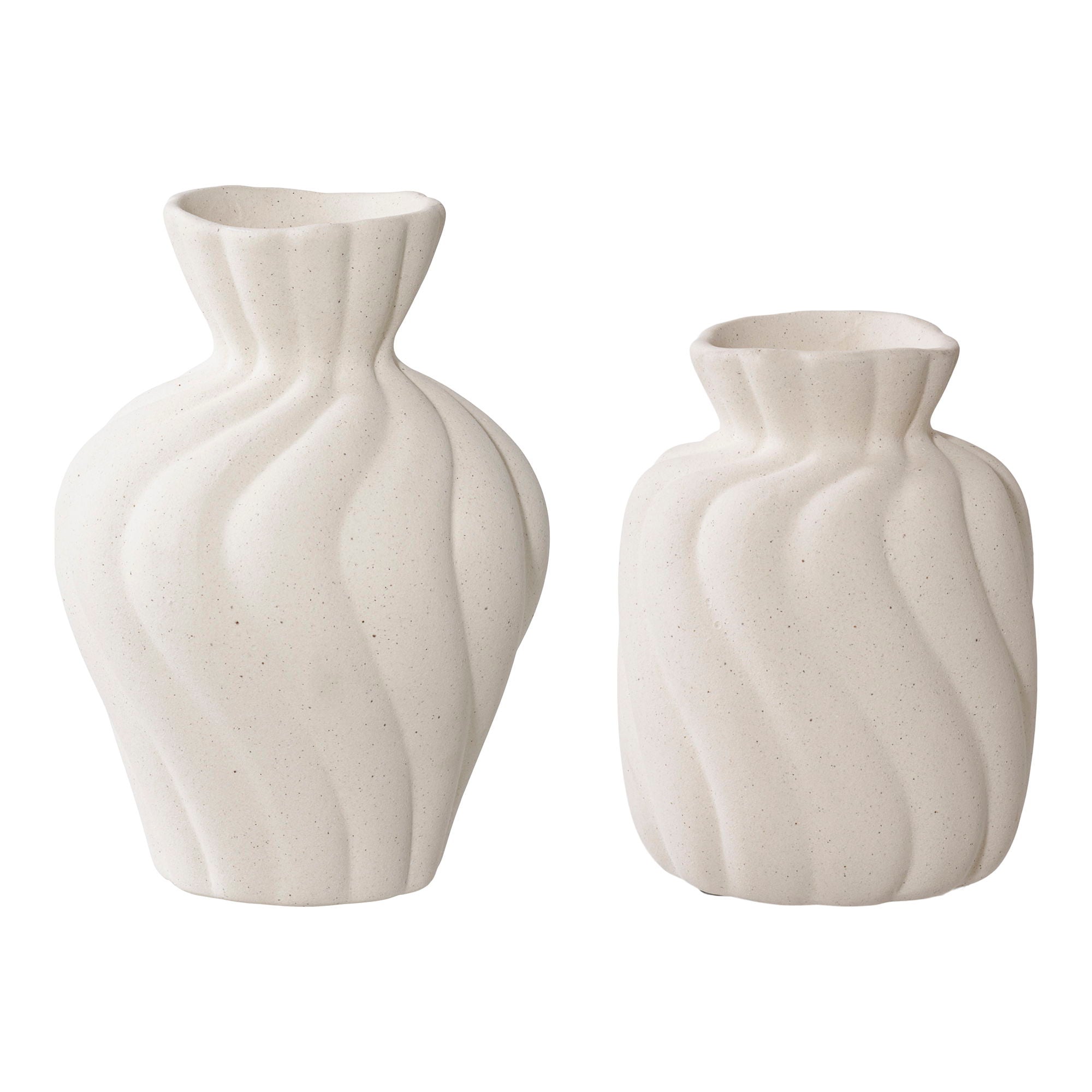 Curvy – Vasen-Set aus Keramik, weiß, 2-teilig